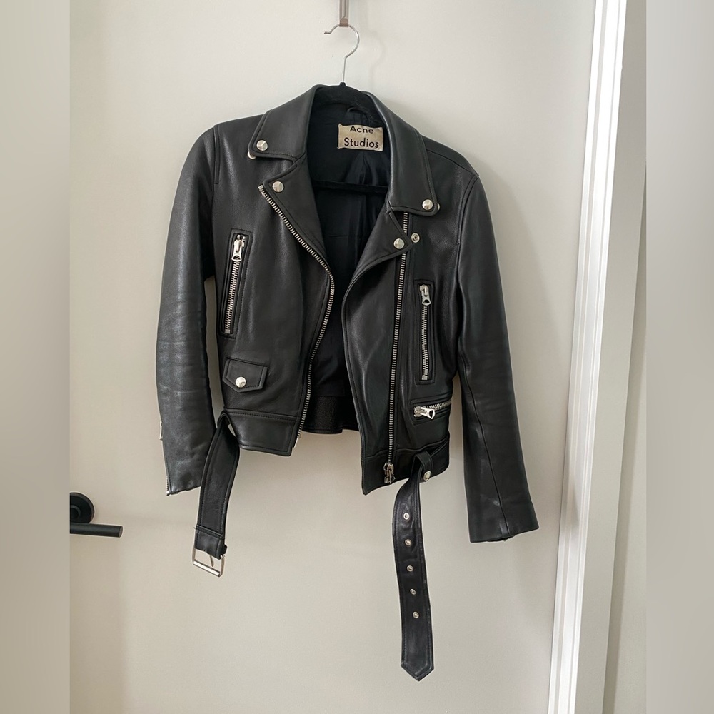Acne Studios Classic Mock, Black Leather Jacket, size 36, small